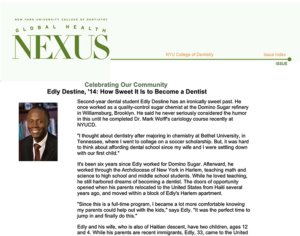 Edly Destine ’14: How Sweet It Is To Become A Dentist