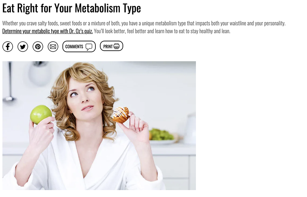 Dr Oz - Eat Right For Your Metabolism